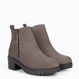 Botines De Mujer<miMaO Pop - Botin De Piel Taupe Hidrofugo