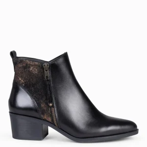 Botines De Mujer<miMaO Rebecca - Botines Con Tacón Para Mujer Negro Y Bronce