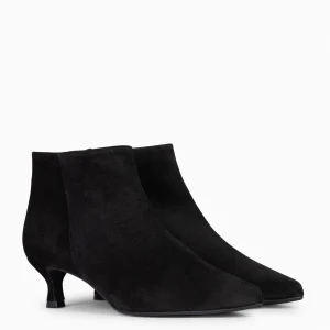 Botines De Mujer<miMaO Royal - Botines Tacón Bajo Negro Serraje