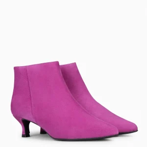 Botines De Mujer<miMaO Royal - Botines Tacón Bajo Fucsia Serraje