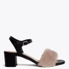 Sandalias De Tacón<miMaO Sandalia De Tacón Con Pelo Beige Oscuro Peluche