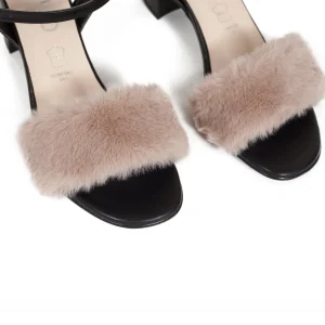 Sandalias De Tacón<miMaO Sandalia De Tacón Con Pelo Beige Oscuro Peluche