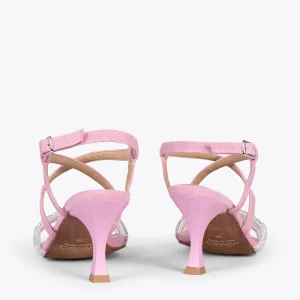 Sandalias De Tacón<miMaO Shiny - Sandalias De Tiras Brillantes Rosa