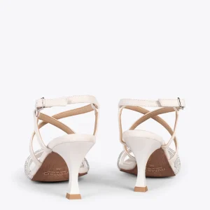 Sandalias De Tacón<miMaO Shiny - Sandalias De Tiras Brillantes Hueso