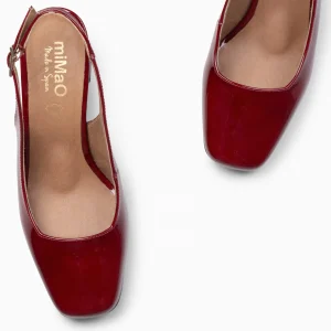 Zapatos De Fiesta<miMaO Sophia - Zapato Tacón Ancho Destalonado Granate