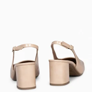 Zapatos De Fiesta<miMaO Sophia - Zapato Tacón Ancho Destalonado Beige