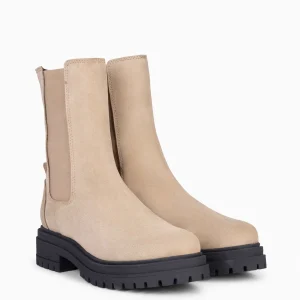 Botines De Mujer<miMaO Stamford - Botines Chelsea Beige Con Plataforma Track