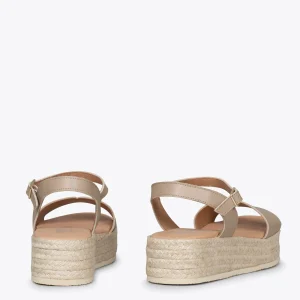 Esparto Y Alpargatas<miMaO Tarifa Sandalias Con Plataforma De Esparto Taupe
