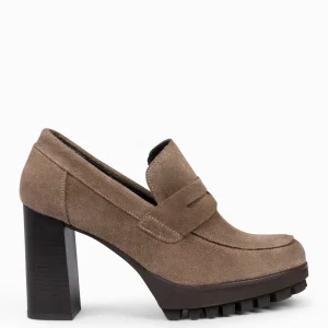 Mocasines Y Blucher<miMaO Trend – Mocasin Con Tacón Y Plataforma Taupe