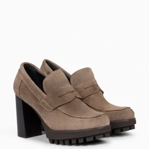 Mocasines Y Blucher<miMaO Trend – Mocasin Con Tacón Y Plataforma Taupe