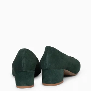 Urban Zapatos De Tacón<miMaO Urban Lady - Zapatos De Tacón Bajo De Serraje Verde Botella
