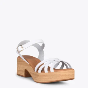 Sandalias De Tacón<miMaO Wood – Sandalias Imitacion Madera Con Tiras Blanco