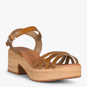 Sandalias De Tacón<miMaO Wood – Sandalias Imitacion Madera Con Tiras Camel