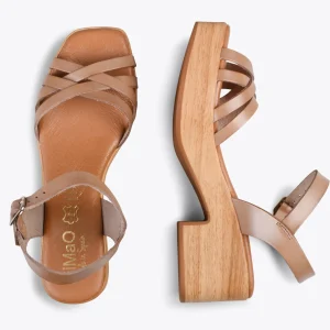 Sandalias De Tacón<miMaO Wood – Sandalias Imitacion Madera Con Tiras Taupe