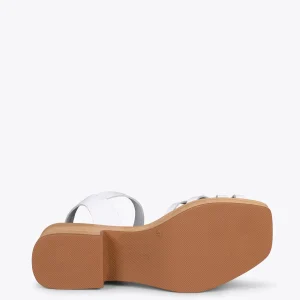 Sandalias De Tacón<miMaO Wood – Sandalias Imitacion Madera Con Tiras Blanco