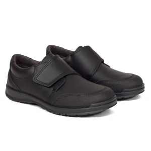 Zapato<miMaO Zapatos Colegiales Niños Clasico De Velcro En Piel Negro