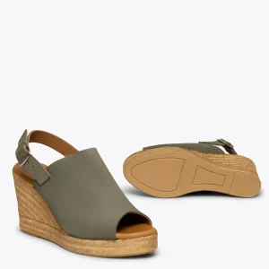 Esparto Y Alpargatas<miMaO Zenia Zueco Con Cuna Alta De Esparto Kaki